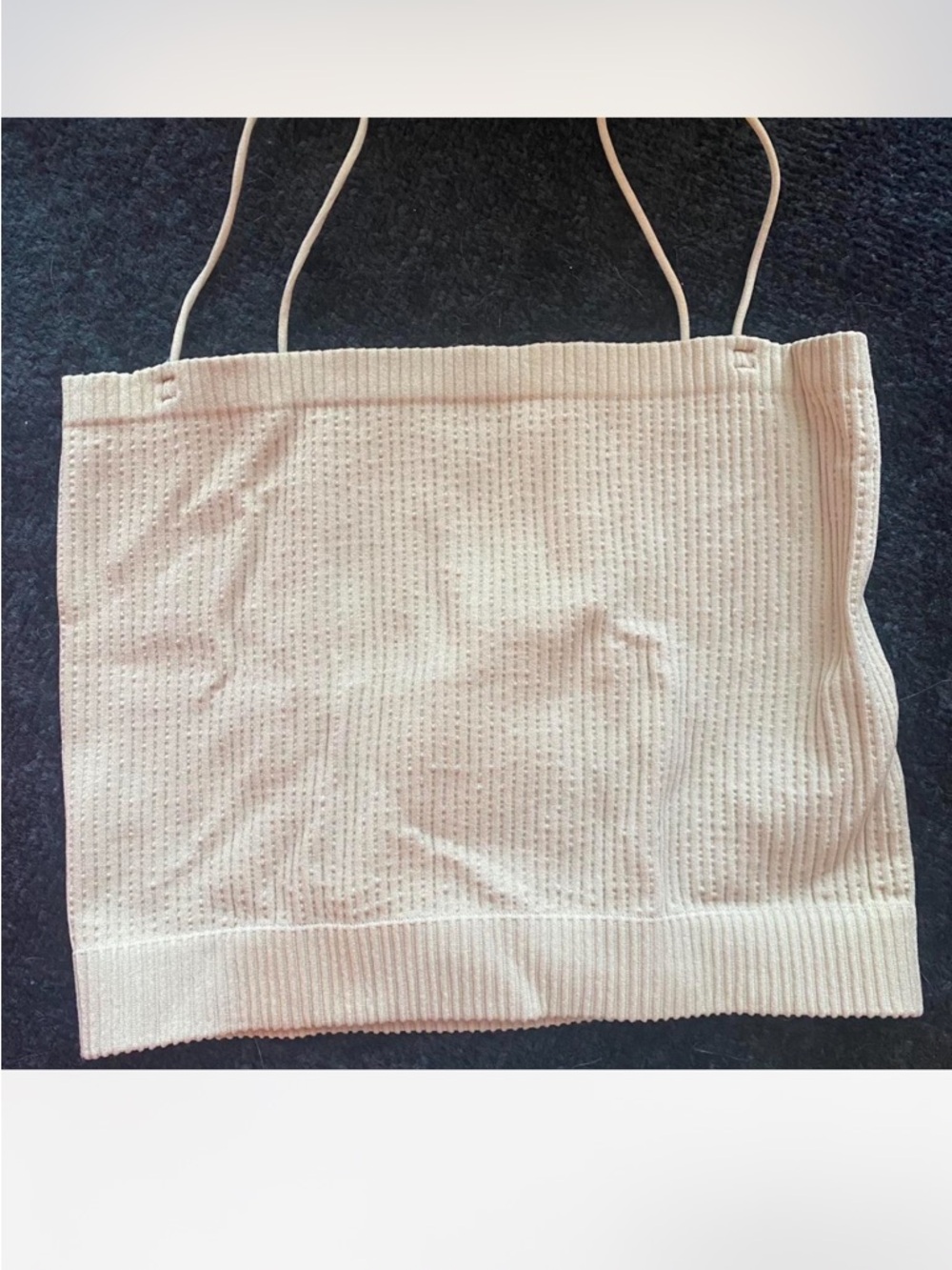 Cream Ribbed Knit Spaghetti-Strap Women's Bag